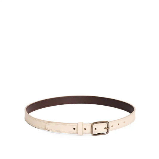 Women's Slim Double Stitch Leather Belt
